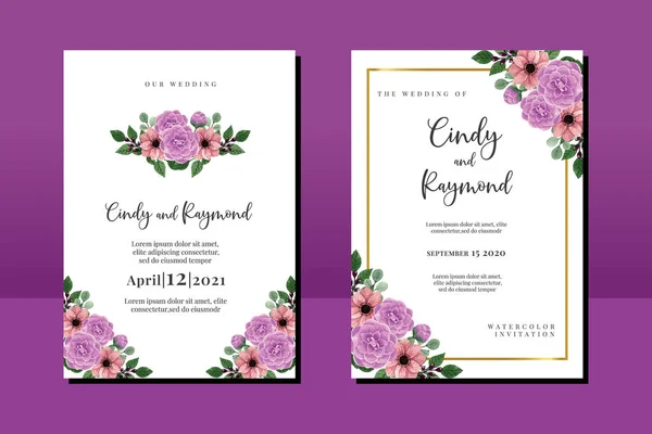 stock vector Watercolor Invitation Beautiful Flower for Wedding