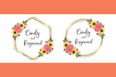 Düğün Davetiyesi Güzel Çiçek Suluboya Nişan Partisi Davetiyesi için kullanılabilir