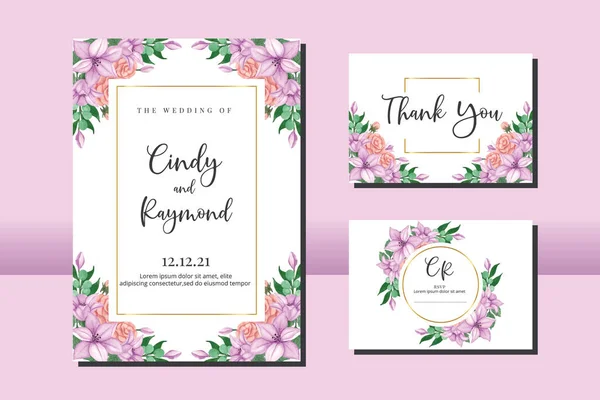 stock vector Wedding Invitation Beautiful Flower Watercolor can use for Engagement Party Invitation