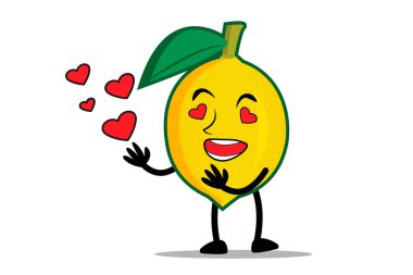 Limon çizgi film maskotu ya da karakter aşk gününde partnerini sever.