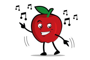 Apple çizgi film maskotu ya da karakteri en sevdiği müzikle dans eder