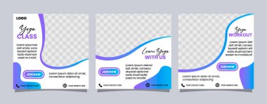 Yoga sınıfı sosyal medya şablonu. Uluslararası yoga günü veya yoga sınıfı tanıtımı için modern afiş şablonu