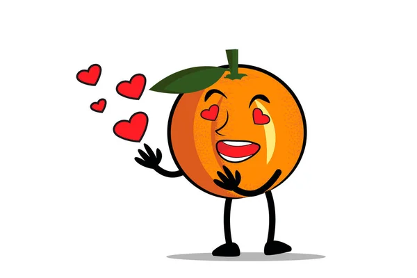 Oranje Cartoon Mascotte Karakter Houdt Van Haar Partner Dag Van — Stockvector