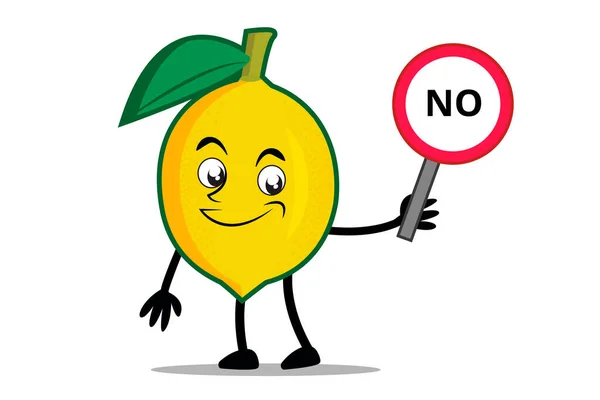 Lemon Cartoon Mascot Character Holding Sign Says Vector Illustration — Stock Vector