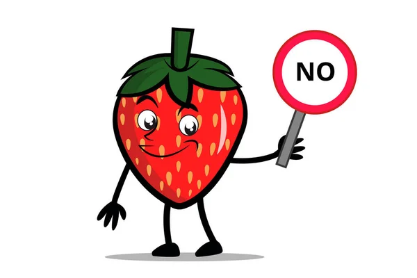 Φράουλα Cartoon Μασκότ Σύμβολο Διατήρησης Χαρακτήρα Λέει Δεν Διανυσματική Απεικόνιση — Διανυσματικό Αρχείο