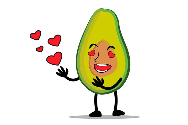 Avocado Cartoon Μασκότ Χαρακτήρα Αγαπά Σύντροφό Του Την Ημέρα Της — Διανυσματικό Αρχείο