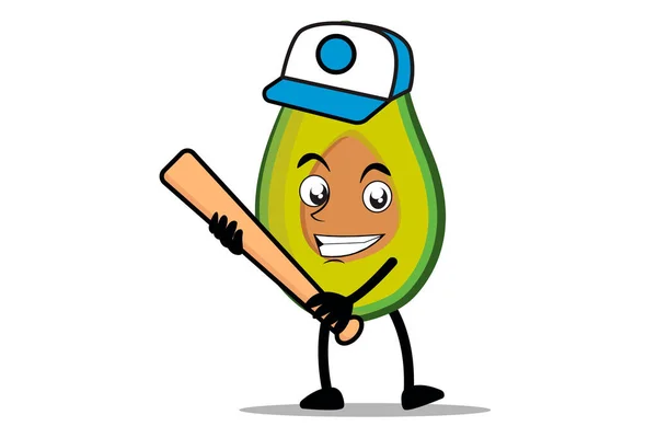 Avocado Cartoon Maskot Nebo Postava Držící Baseballovou Pálku Jako Maskot — Stockový vektor