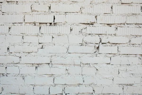 Vecchio Muro Mattoni Dipinto Bianco Texture Sfondo Sfondo — Foto Stock