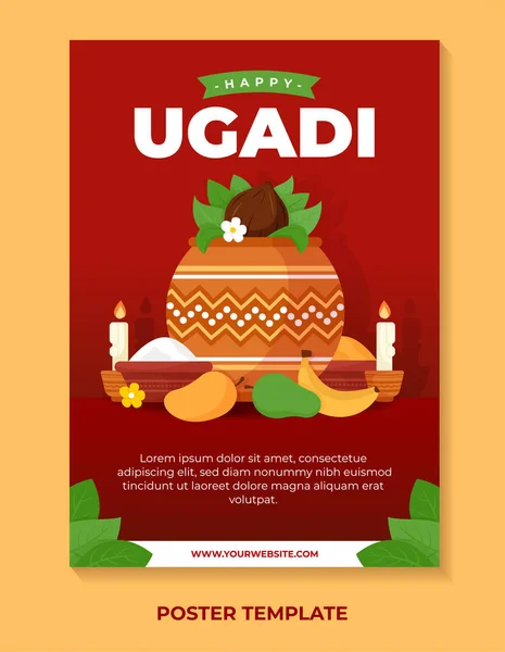 Hand Gezeichnet Happy Ugadi Für Poster Design Vorlage — Stockvektor