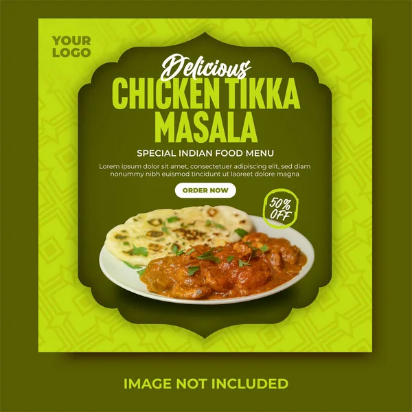 ソーシャルメディアポストとWebバナーテンプレートのための美味しいインド料理メニュー — ストックベクタ