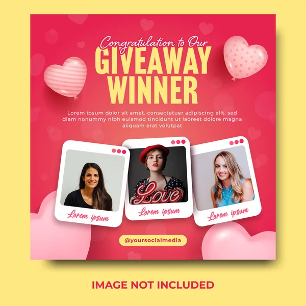 Giveaway Announcement Concept Social Media Post Design Template Valentine Day — Stock Vector