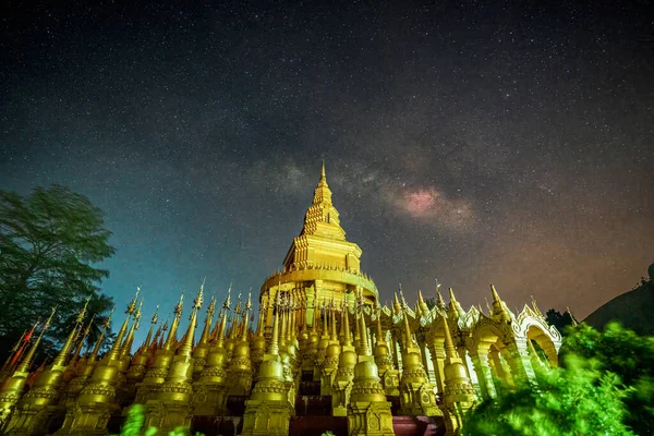 stock image 500 pagodas in Sawangboon Buddhist temple with wilky way in Saraburi, Thailand