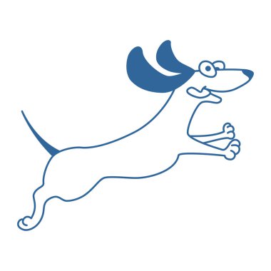 Mavi yakalı sevimli çizgi film köpeği. vektör illüstrasyonu