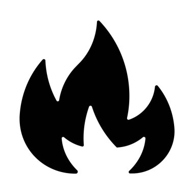 Alev vektör simgesini ateşle. Siyah vektör simgesi beyaz arkaplanda izole edilmiş yangın alevi.