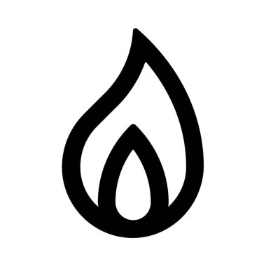 Yanan alev ikonu vektörü. İnce çizgi işareti. izole edilmiş sınır sembolü çizimi