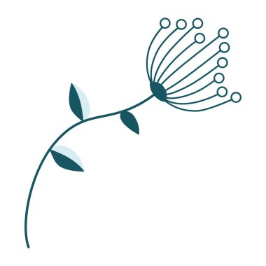 Yapraklı çiçek süsü ve çiçek vektör illüstrasyonu