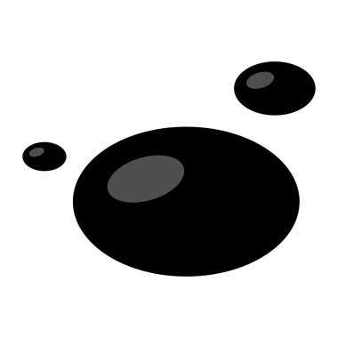 Bir sıvının, yağ damlalarının ve bir damla yağın siyah ve beyaz vektör çizimi.