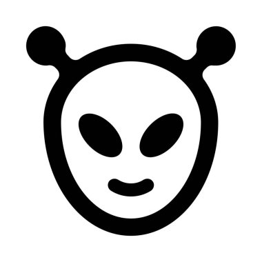 Uzaylı yüz vektör simgesi. beyaz arkaplanda izole edilmiş düz tasarım sembolü, vektör illüstrasyonu.