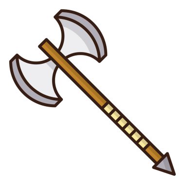 izole edilmiş ortaçağ balta vektör çizimi