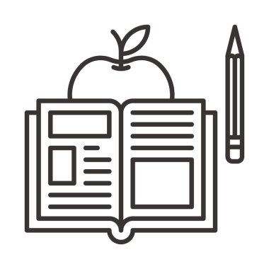 elma ve kitap satırı simgesi, vektör