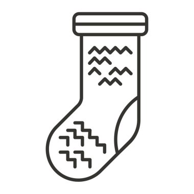 Yılbaşı çorap ikonu vektörü ince çizgi