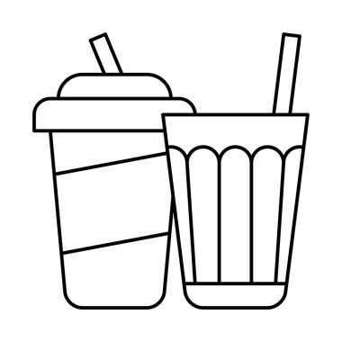 Soda bardağı ve saman simgesi vektör illüstrasyon tasarımı