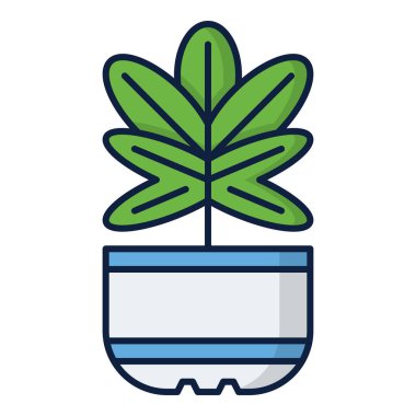 kenevir marihuana bitkisi simgesi doldurulmuş ana hatları biçiminde