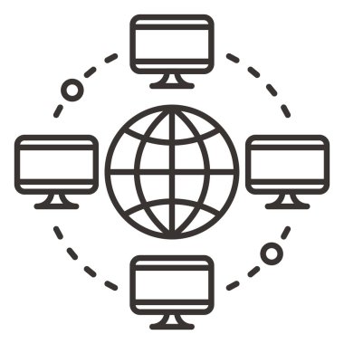 bağlantı ağı internet simgesi ana hat biçiminde