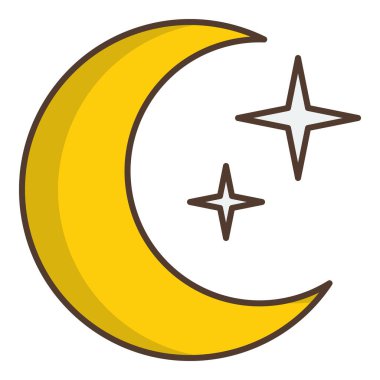 Hilal ay simgesi, vektör çizimi beyaz arkaplanda izole edildi