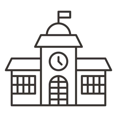 okul binası ikon vektör illüstrasyonu