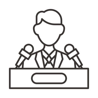 Beyaz arkaplanda izole edilmiş modada konuşmacı simgesi.