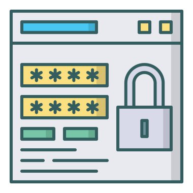 Şifre simgesi. Web için basit parola vektör simgeleri çizimi