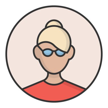 Kadın. Web simgesi basit illüstrasyon