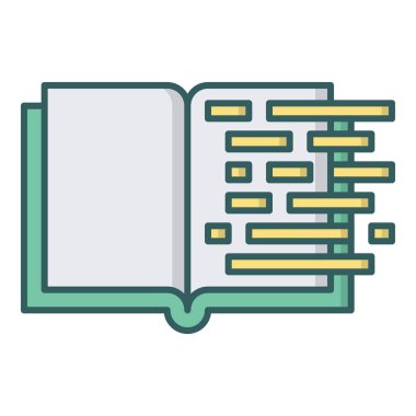 belge simgesi tasarımı, kitap edebiyatı kütüphanesi bilgisi ve üniversite temalı vektör illüstrasyonu