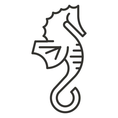 Deniz atı simgesi, ince çizgi tasarımı, doğrusal vektör ikonu web tasarımı, özet kavramı.