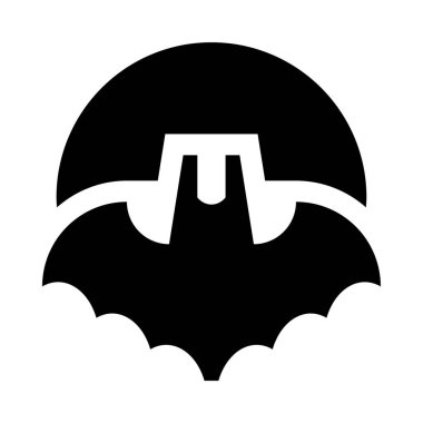Beyaz arka planı olan siyah beyaz bir yarasa logosu.