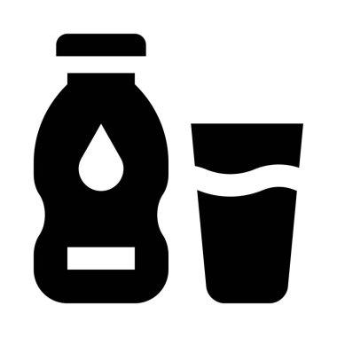 Bir şişe sıvı ve bir bardak su.