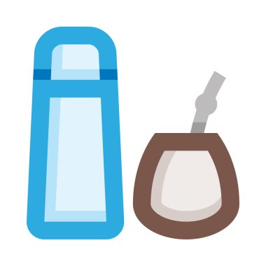 Bir şişe su ve bir bardak sıvı.