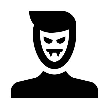 Siyah beyaz bir siluet. Yüzü olan bir adam.