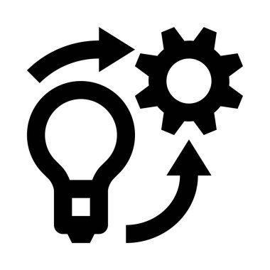 Oklu bir ampul ve dişli sembolü