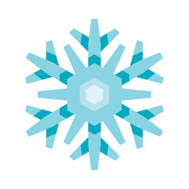 Mavi merkezi ve beyaz arkaplanı olan bir kar tanesi.