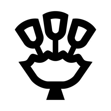 Üç kürekli siyah beyaz bir kase.