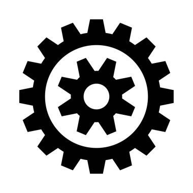 Bir dişli tekerleğinin siyah beyaz silueti