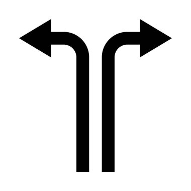 Zıt yönlere bakan iki siyah ok.