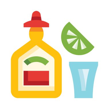 Bir şişe likör ve bir shot bardağı.