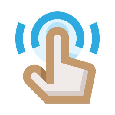 Mavi arkaplanı olan bir düğmeye dokunan bir el