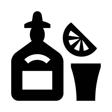 Bir şişe likör ve bir bardak limonla