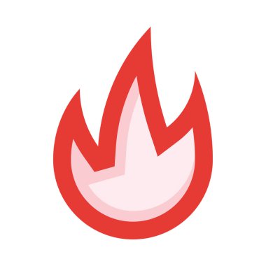 Beyaz arka planı ve kırmızı alevi olan bir ateş.