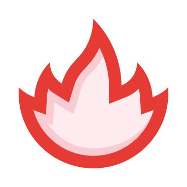 Beyaz arka planı ve kırmızı alevi olan bir ateş.