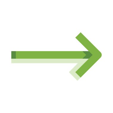 Beyaz arkaplanda solu gösteren yeşil bir ok